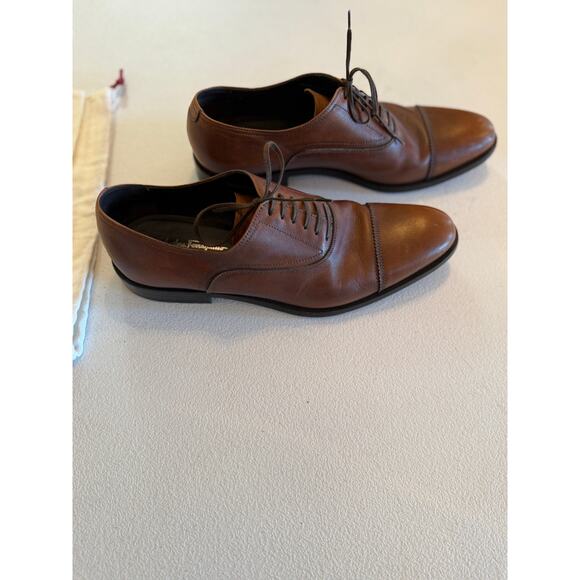 Salvatore Ferragamo Studio Mens Brown Leather Made in Italy Oxford Sz 8.5D Shoes - Picture 4 of 9